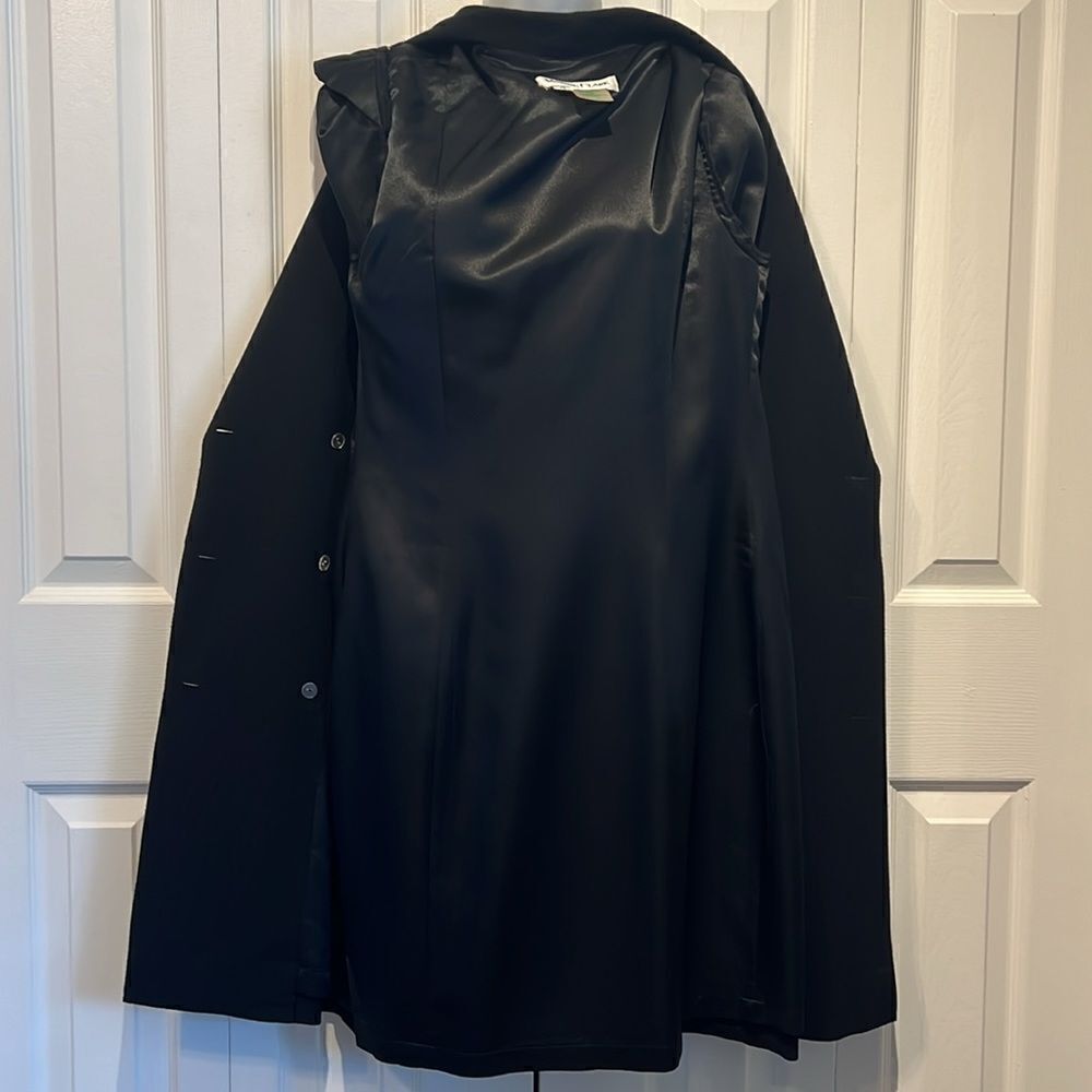 Vintage Rare Wayne Clark Black Wool Double‎ Breasted Coat Dress Size 10 - Picture 12 of 13
